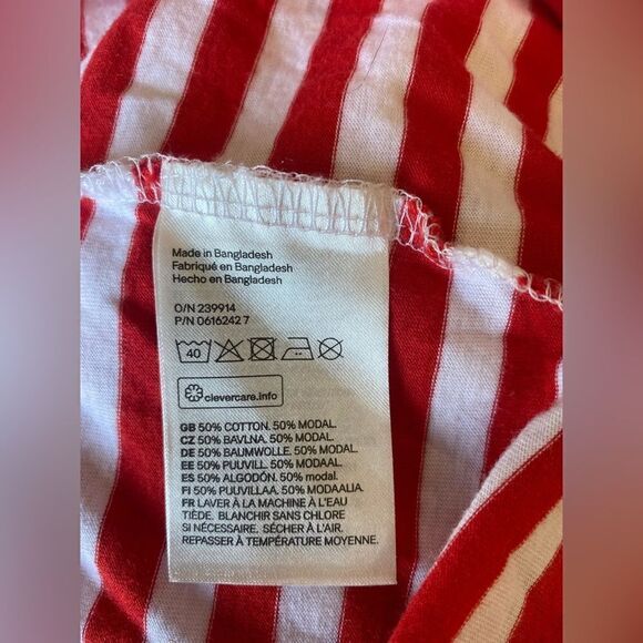 H&M Red and white striped long sleeve crop top “Saturday” embroidered by Divided - Picture 8 of 10